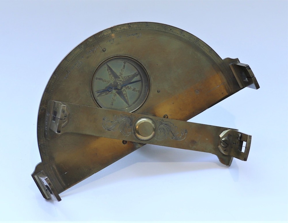 A Very Rare Canivet Graphometer With Solid Brass Plate Dated 1764