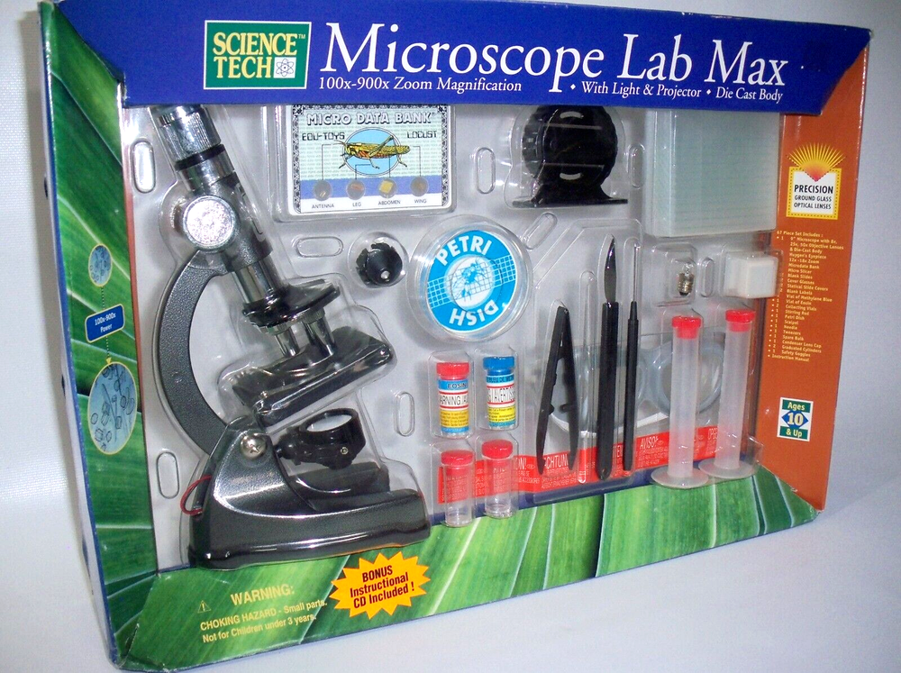 Science Tech Microscope Lab Max with Light and Projector, Kids Activity, New!