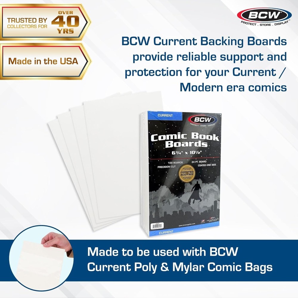 BCW Current Comic Book Backing Boards - 1 Pack (100 total) | 24 pt.