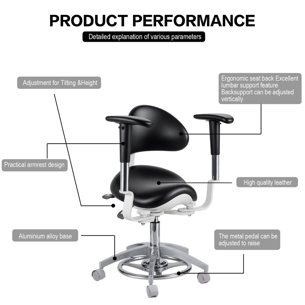 PU Leather Microscope Surgery Saddle Chair Adjustable Dynamic Seating Chair