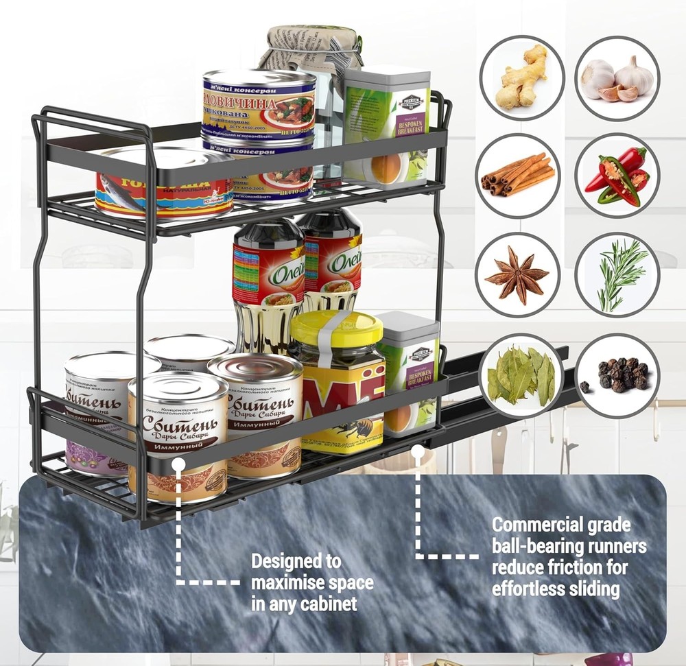 Pull Out Spice Rack Organizer Inside Kitchen Cabinets Heavy Duty Slide Out