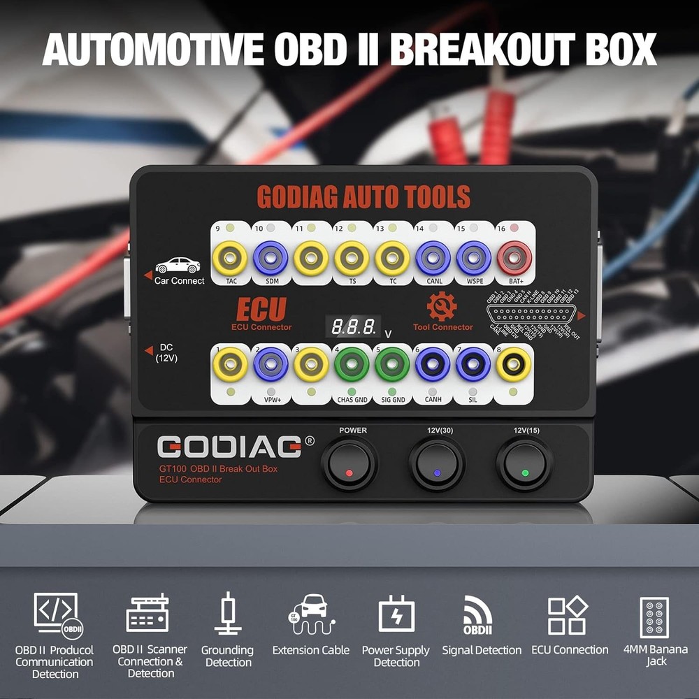 GODIAG GT100 Connector Auto Tool OBD2 Break Out Box OBDII Protocol Detector