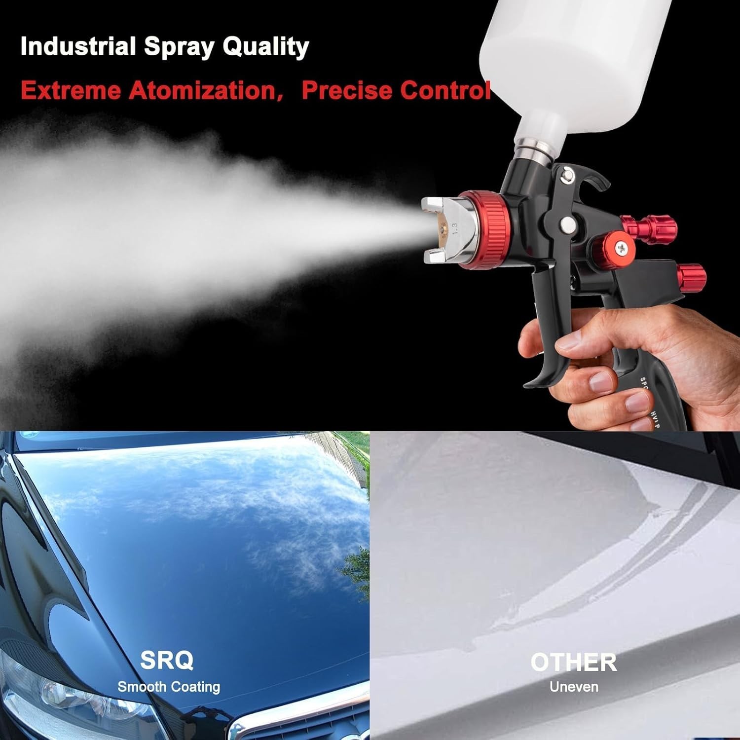 HVLP Air Spray Gun Kit Automotive Paint Nozzle Set 600ml Aluminum