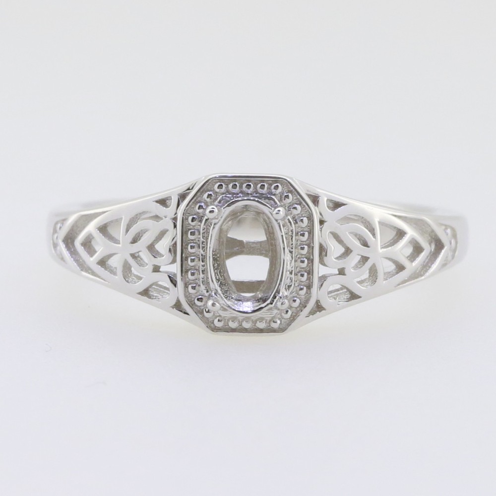 Sterling Silver Semi Mount Ring Setting Oval OV 6x4mm
