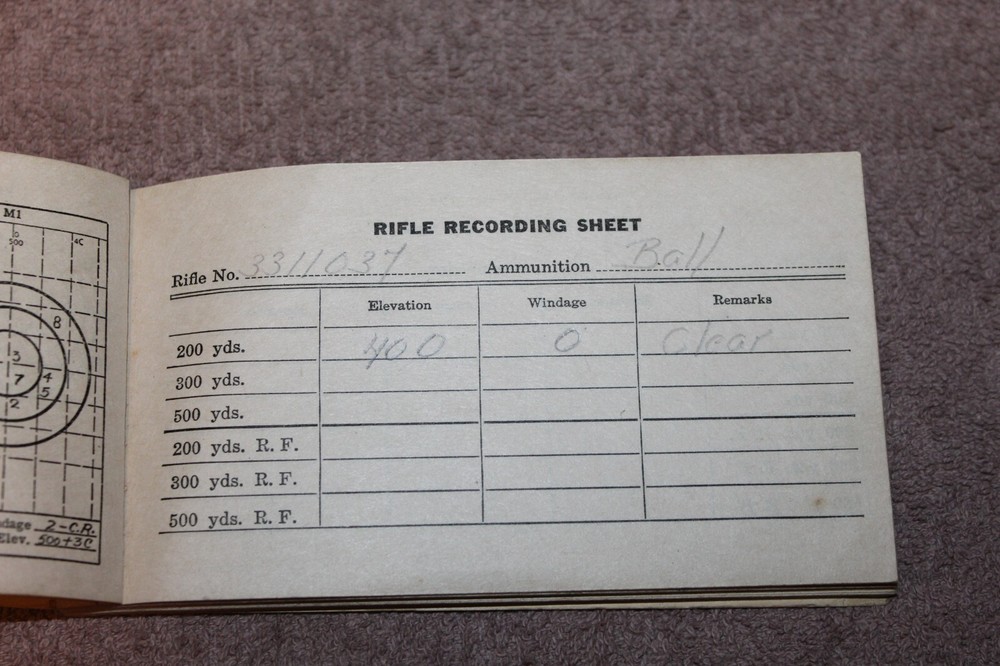 Original WW2 U.S. Army GI's Combination Score Book for Rifles, 1942 dated