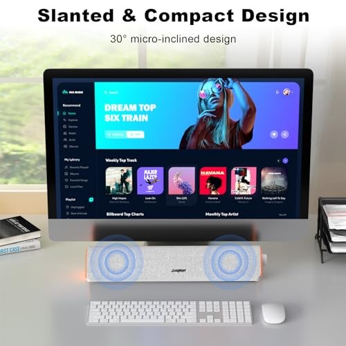 R50 Bluetooth Computer Speakers, USB Powered Pc Speakers for Desktop White