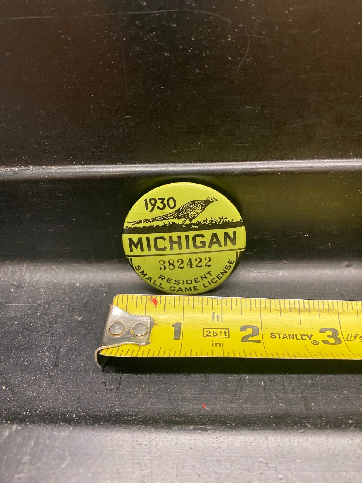 1930 Michigan Resident Small Game License Button Pinback Badge HUNTING