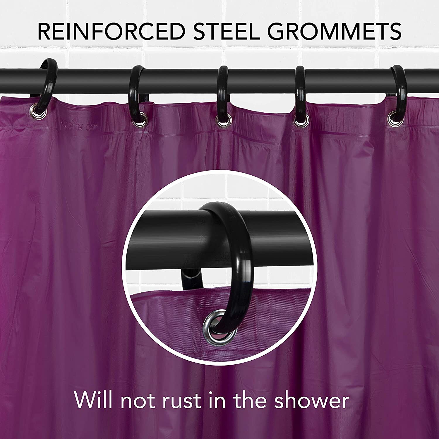Shower Curtain Liner Vinyl Resistant Water Repellent Odorless Magnet (2 PACK)