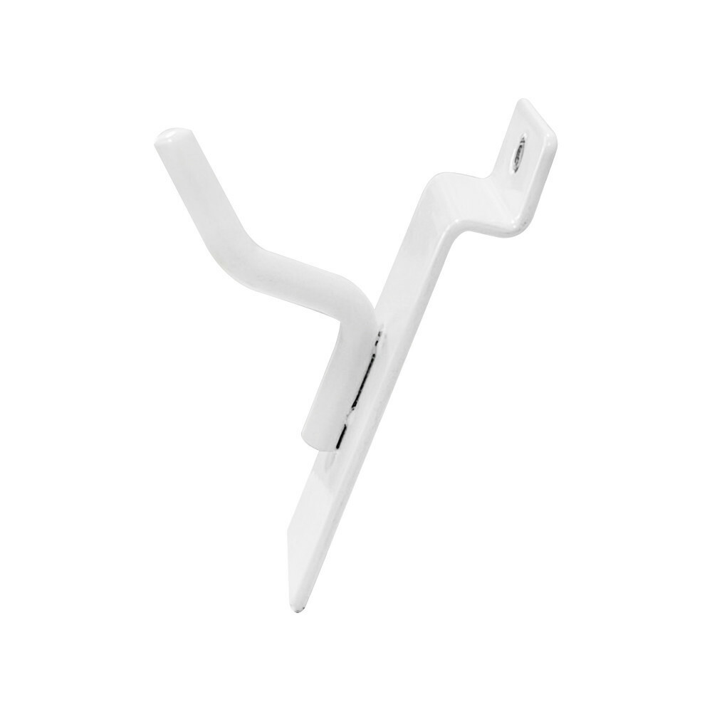 1" Slatwall Hook Panel Display Hooks, 1/4" Thickness Metal, White - PACK 2