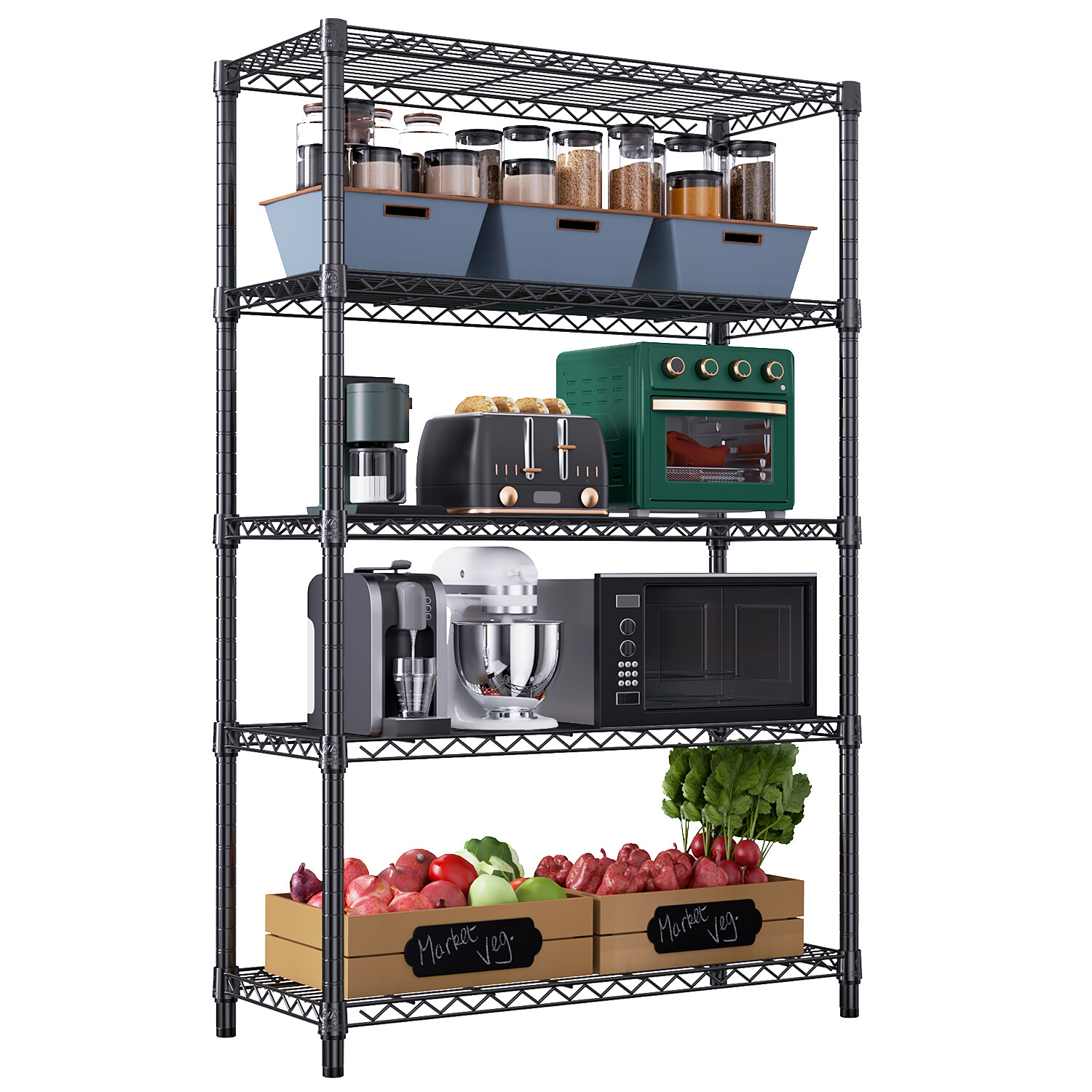 5-Tier Heavy Duty Shelving Shelves Storage Wire Rack Shelf 15.7" x 35.4" x 72.3"