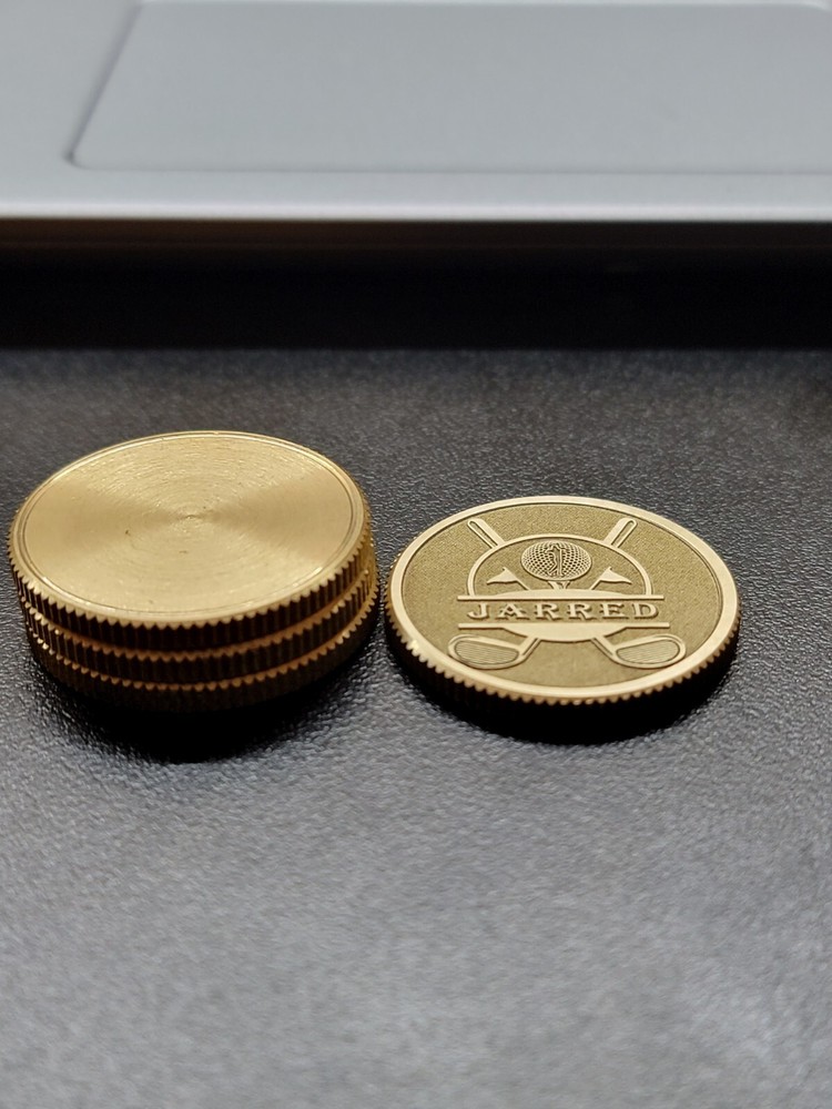 Solid Brass CNC Machined Laser Engraved Personalized Golf Ball Marker