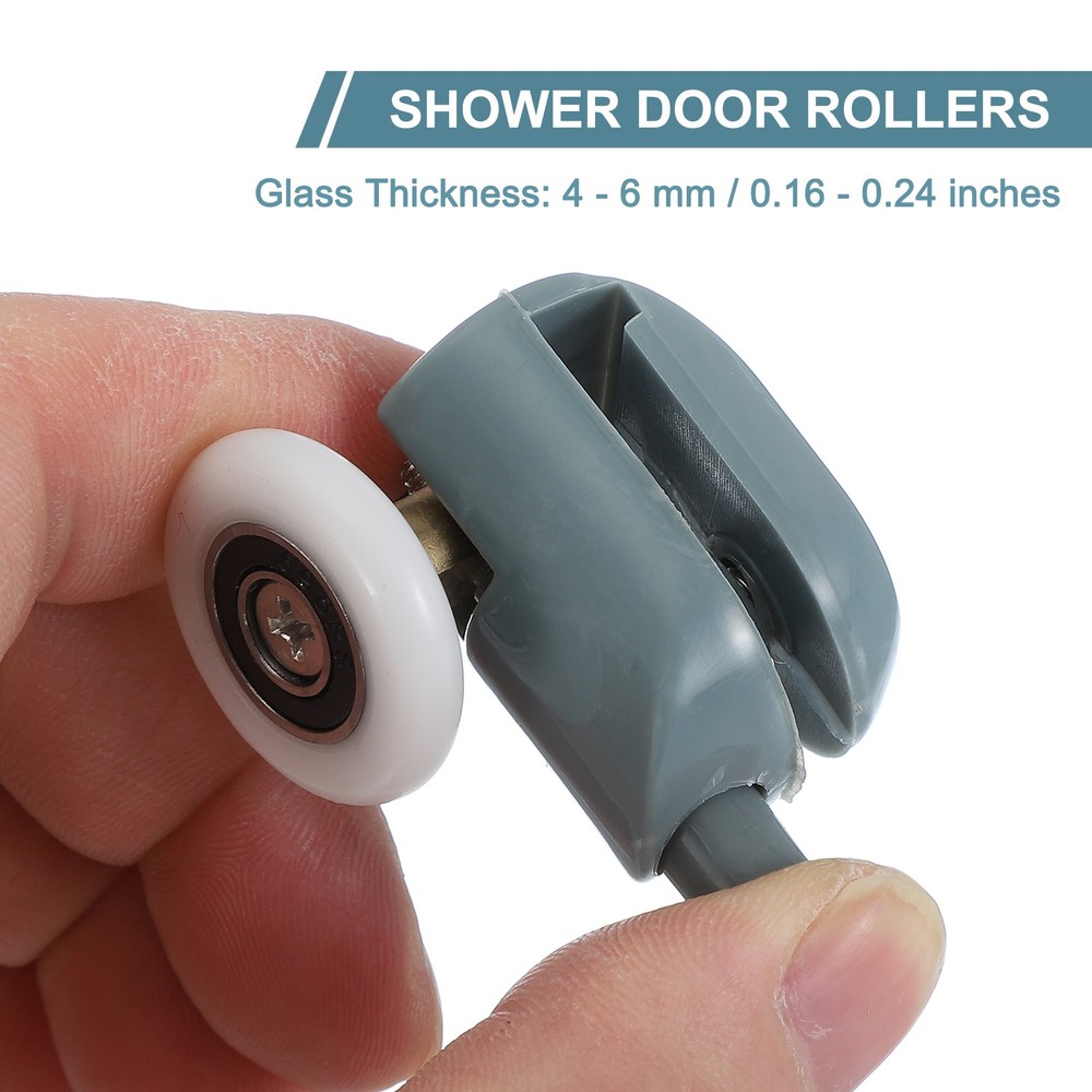 4Pcs 25mm Single Shower Door Rollers Plastic Bottom Wheels Pulleys Guide Grey