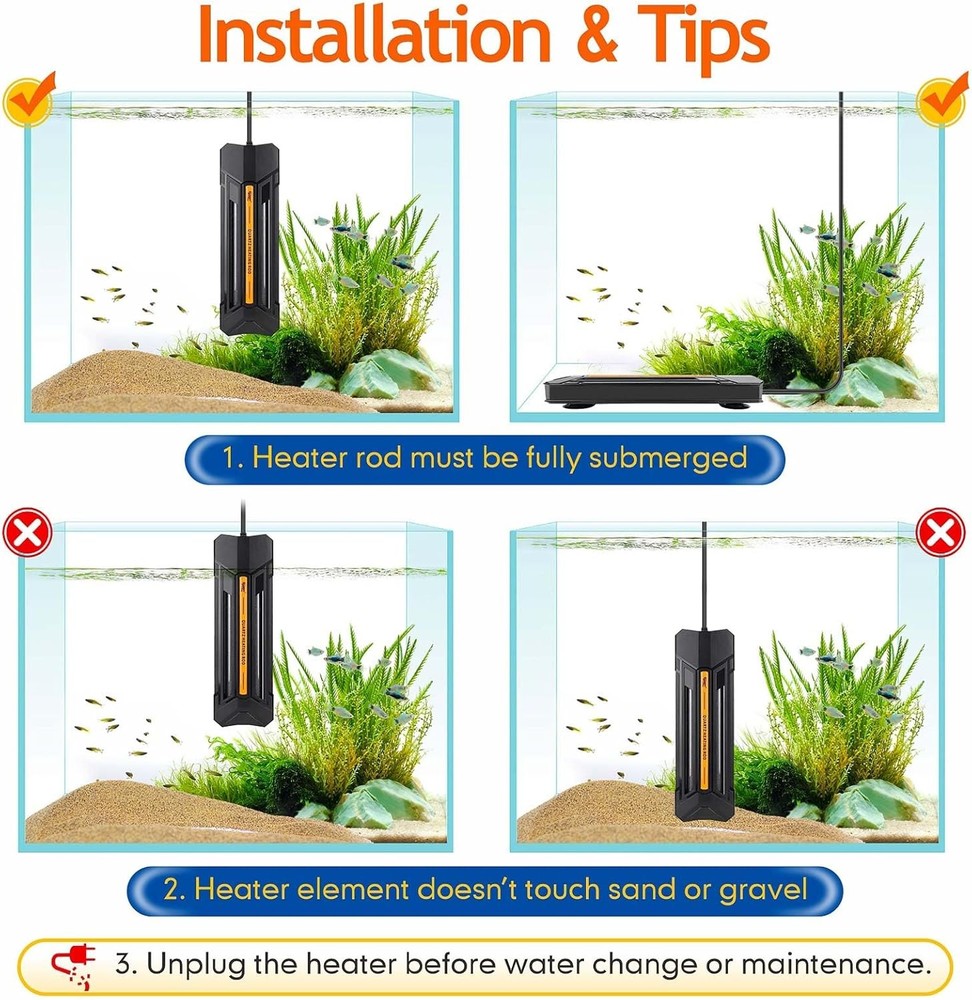 hygger 500W Aquarium Heater with Controller, Adjustable & Submersible Fish Ta...