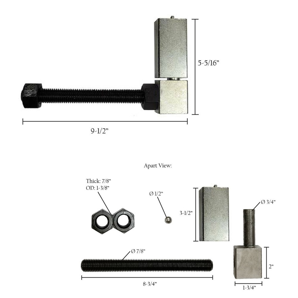 7/8" X 7" Heavy Duty Gate Adjustable Square Hinge Zinc 180° Swing