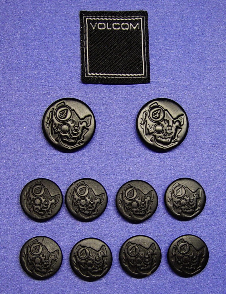 VOLCOM Replacement buttons 10 Anodized Effect 2part metal Buttons good used cond