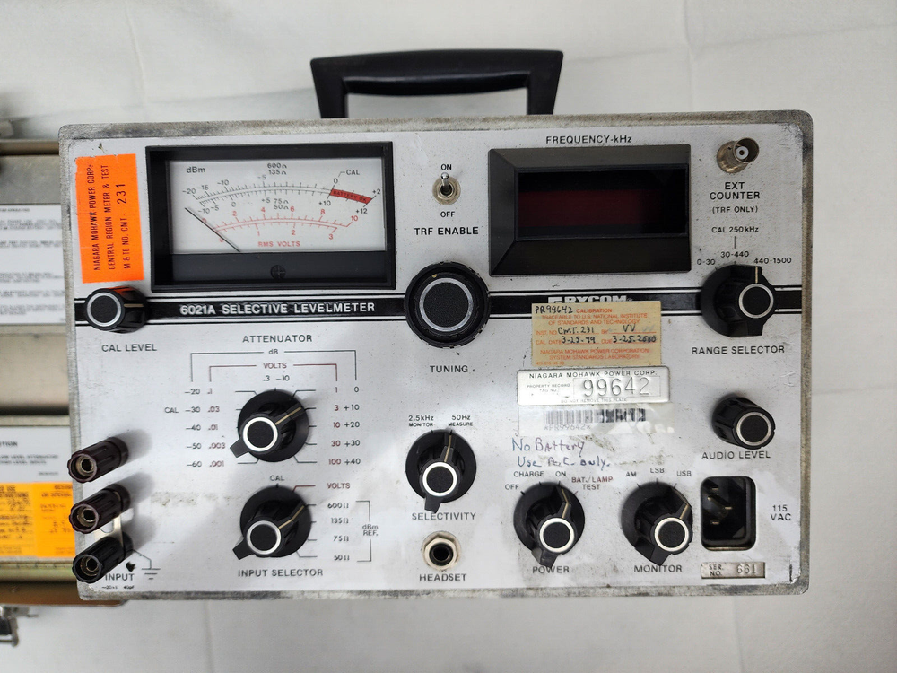 Rycom Instruments Inc. 6021A Selective Levelmeter FOR PARTS