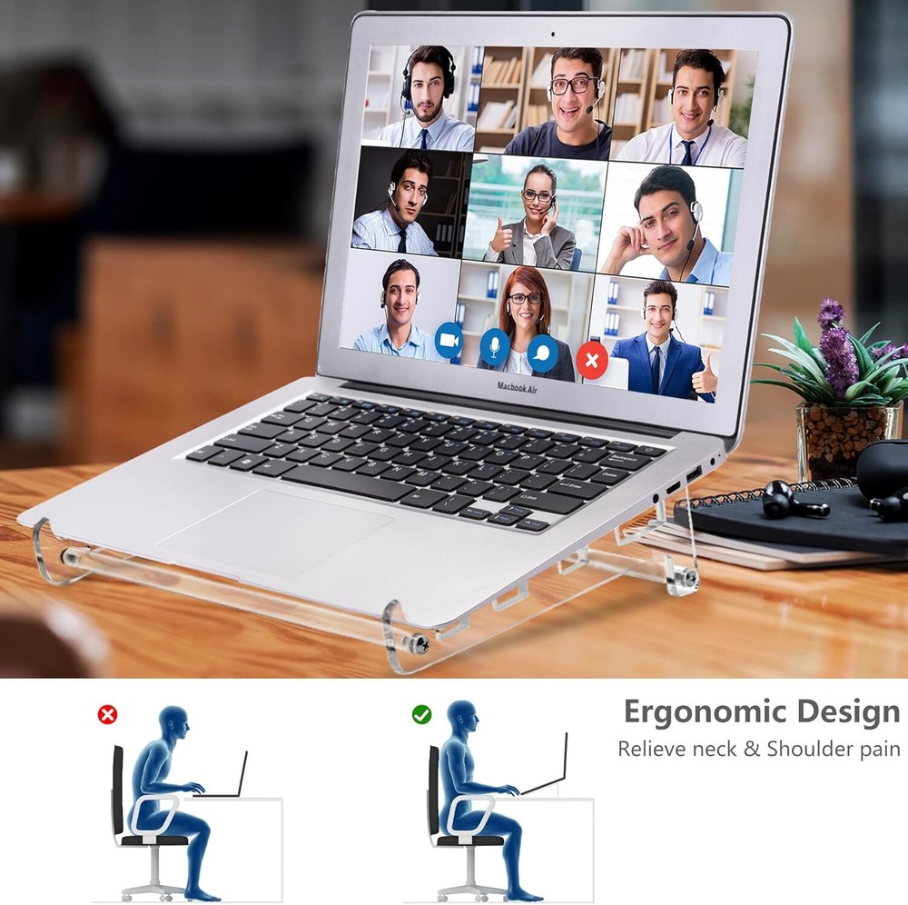 Acrylic Laptop Stand for Desk, Clear Ventilated Computer Holder