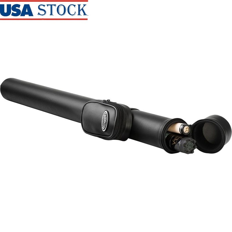 Durable Leatherette Pool Cue Case W/ Impact-Resistant Lining & Accessory Pocket