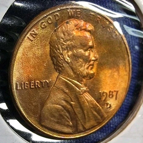 1987 D One cent penny Errors 🔥Slight Toning🔥 BU.