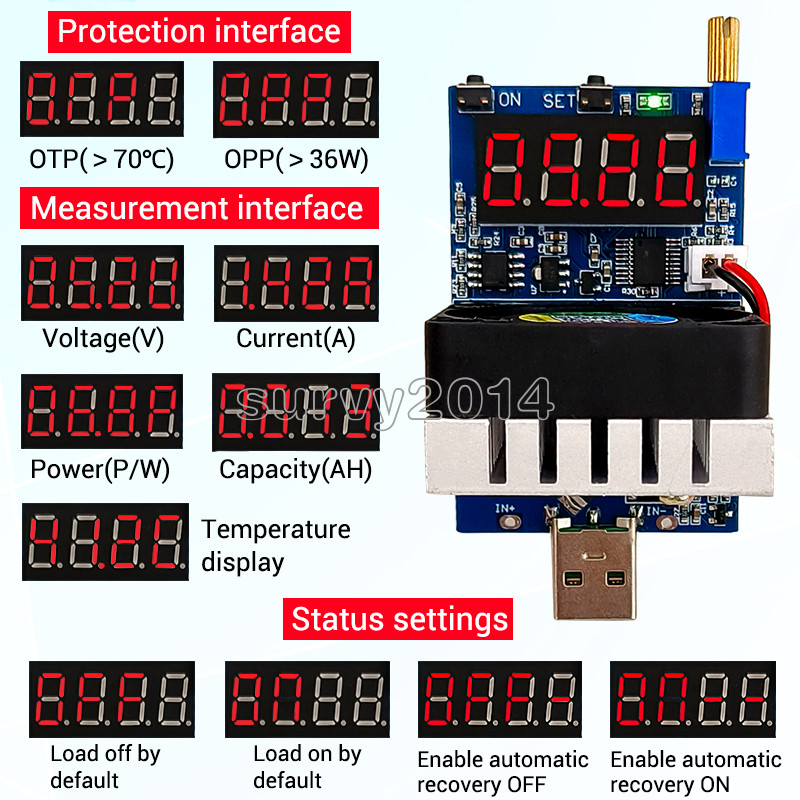 Electronic Load USB Digital Voltage Ammeter Battery Charging Detection