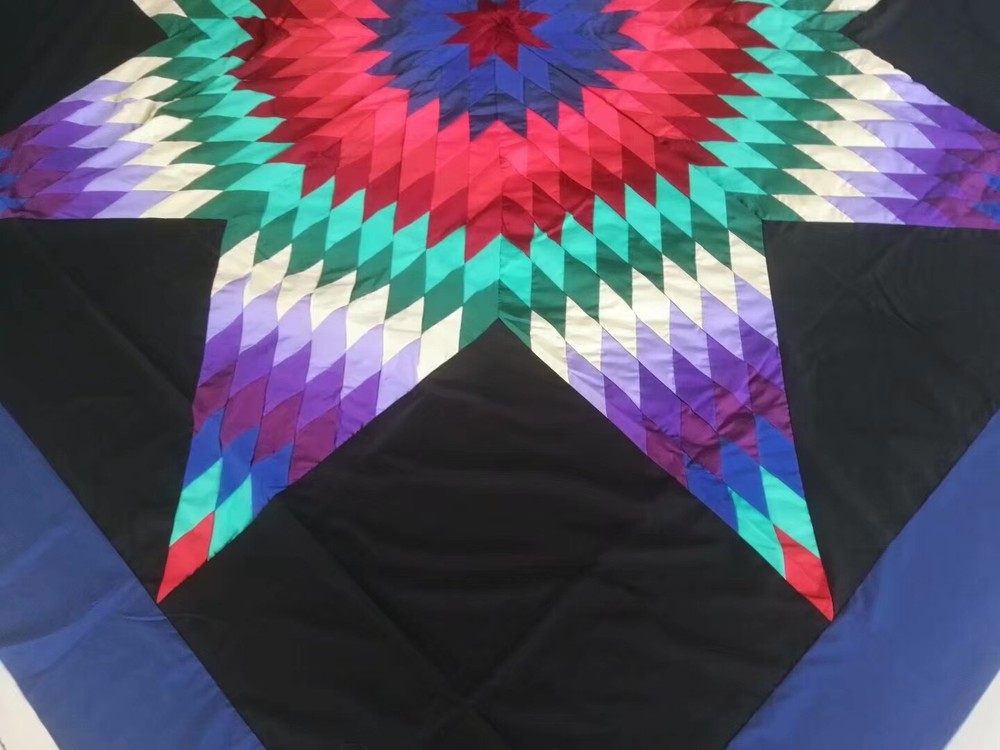 Machine pieced Star Queen Size Quilt top#J-169B
