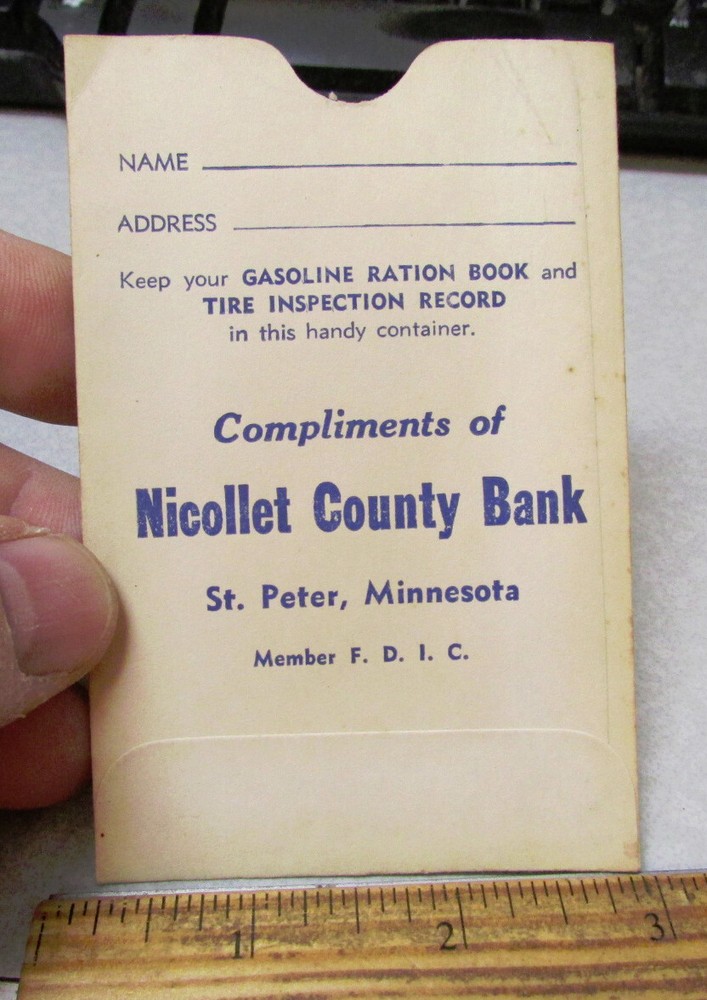 vintage 1940s WWII Gasoline Ration Book protective container, Home Front item