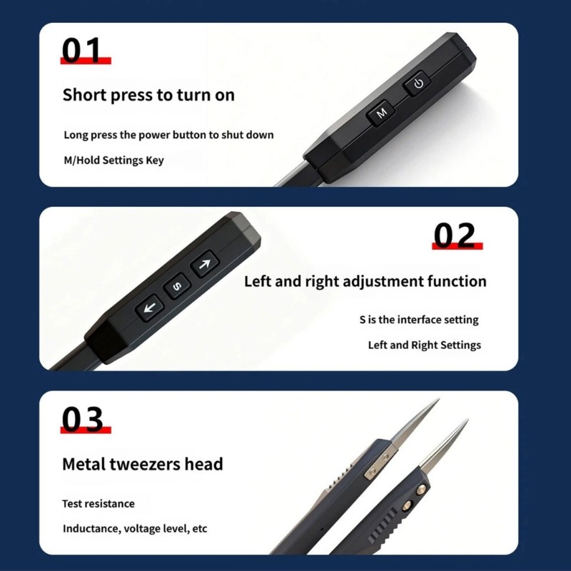 Professional Meter Electronic Testing Tweezer LCD Display Auto Recognition