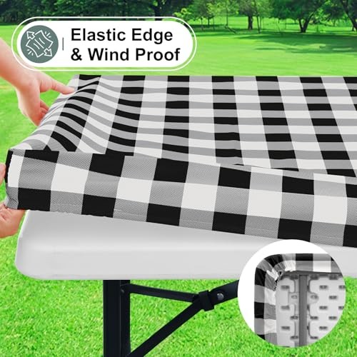 Buffalo Rectangle Picnic Tablecloth, 6 72" x 30" (Rectangular) Black & White