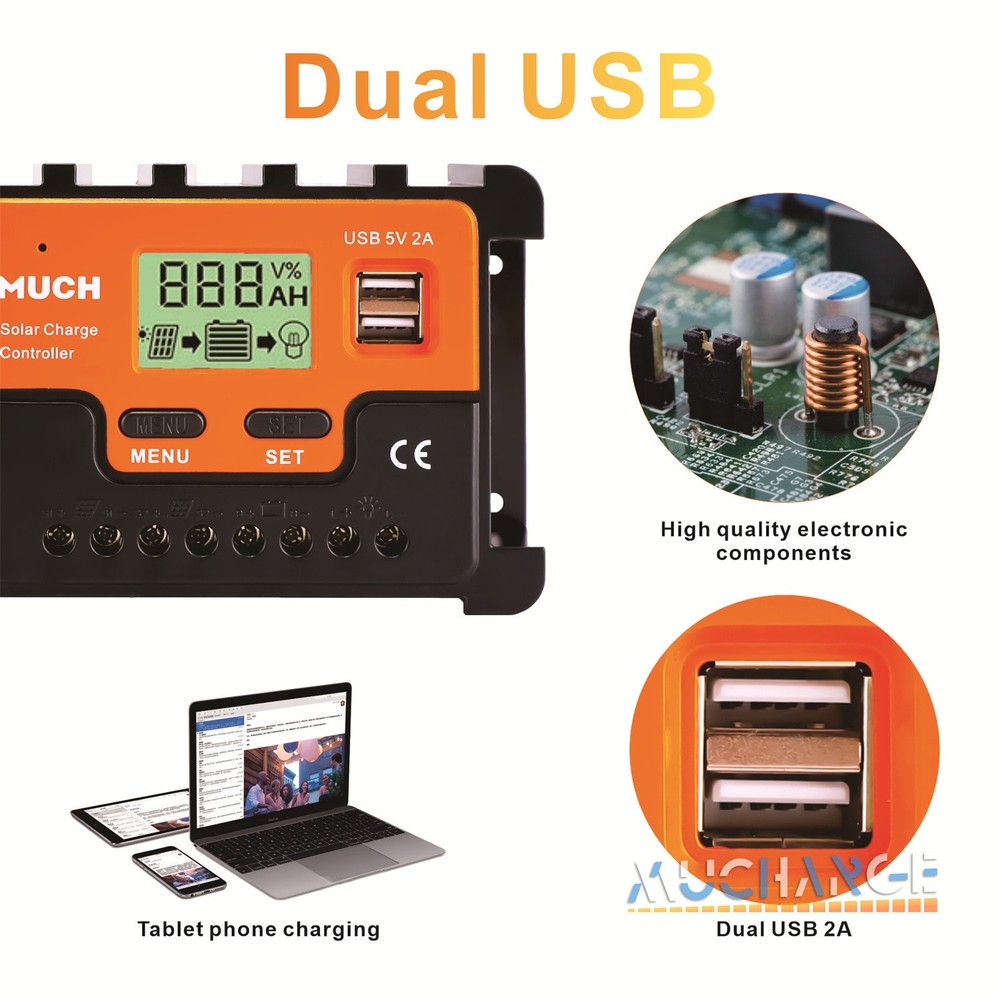 30A Solar Panel Controller Solar Battery Charge 12V/24V Auto Regulator LCD