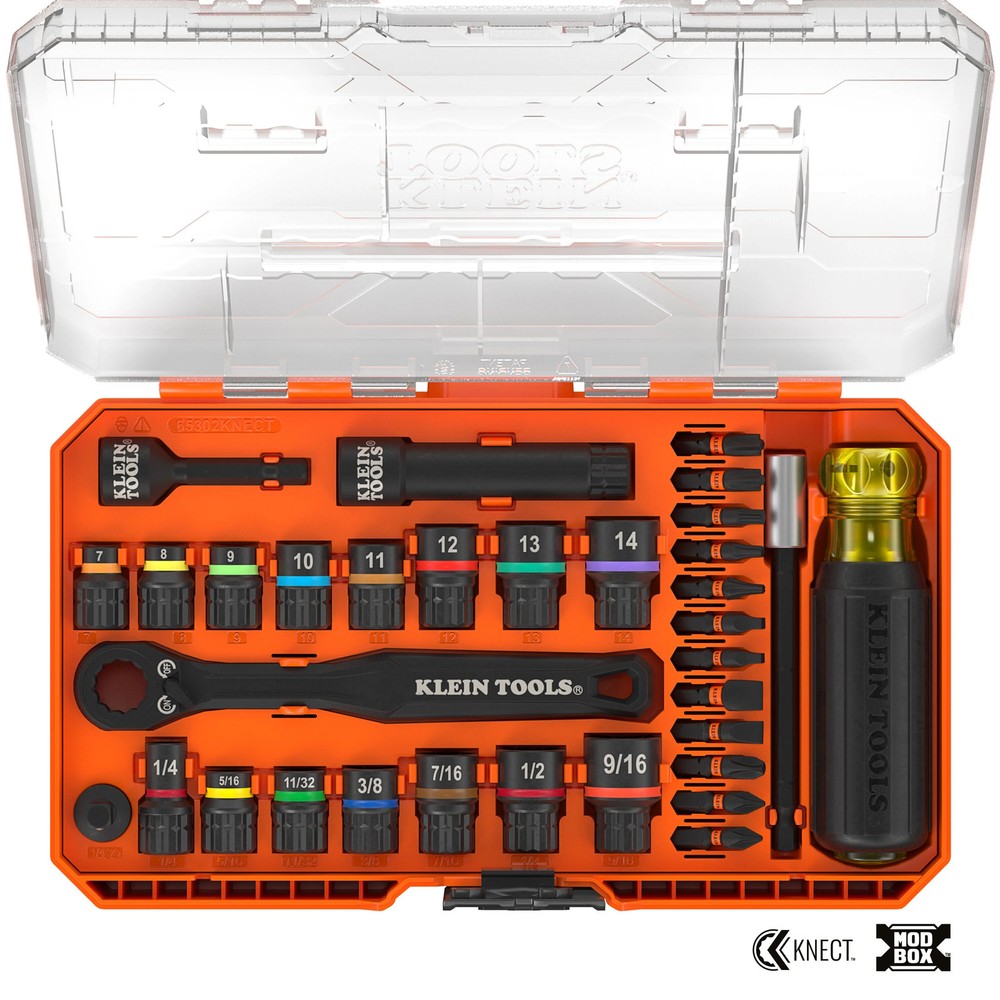 Klein Tools 65302KNECT KNECT Pass-Through and Impact Socket Set, SAE and Metric