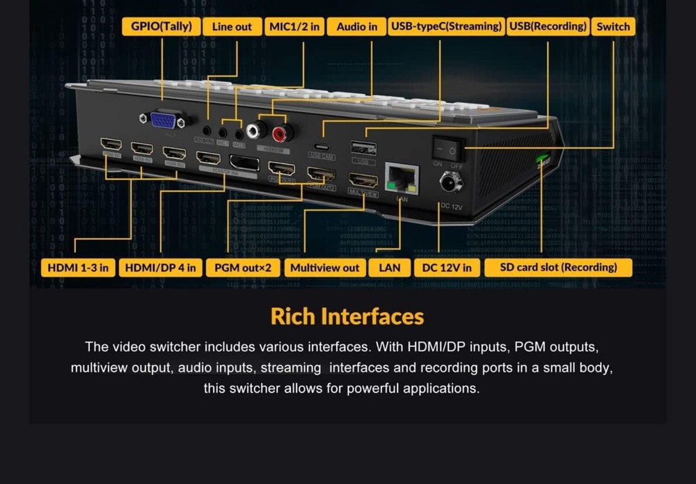 AVMATRIX HVS0401E Micro 4 Channel HDMI/DP Video Switcher