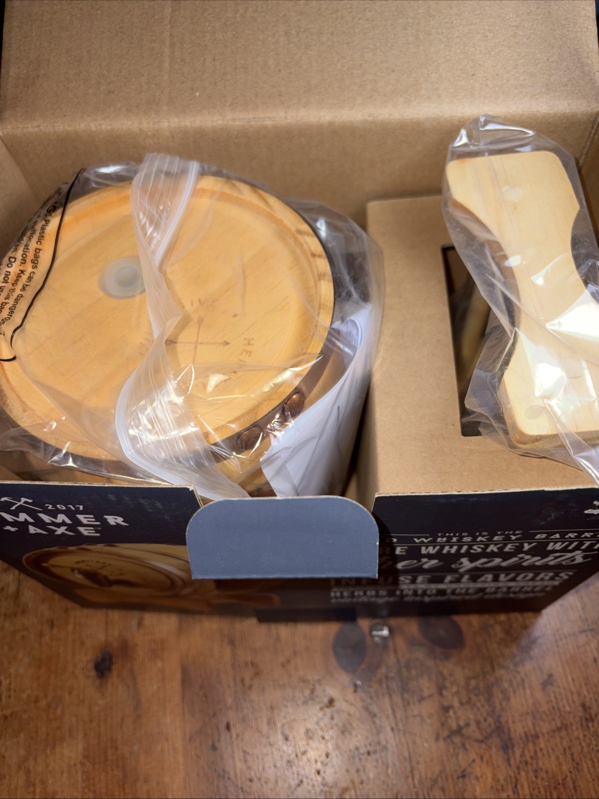 Hammer Act, Wood Whiskey Barrel Hold 27 Fluid Ounces New Inbox ￼