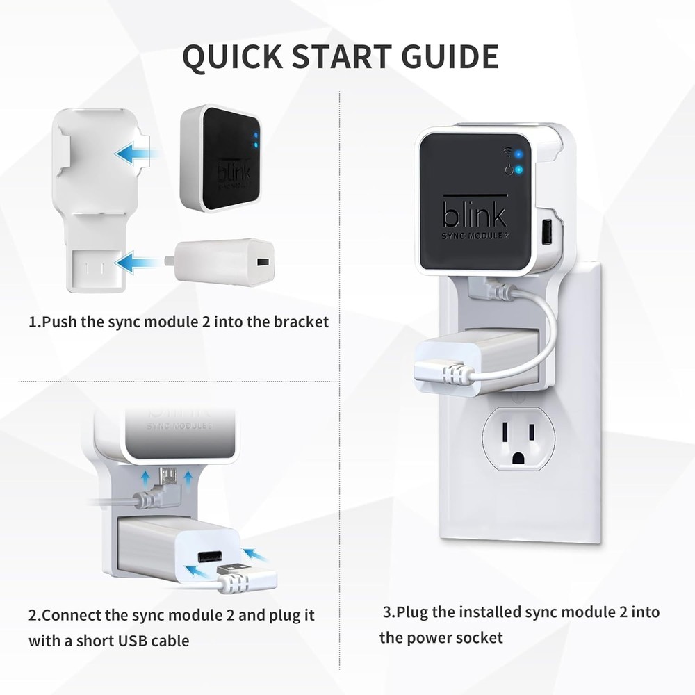 Blink Sync Module 2 Wall Mount + Short Cable – Neat Installation, No Cable Clu