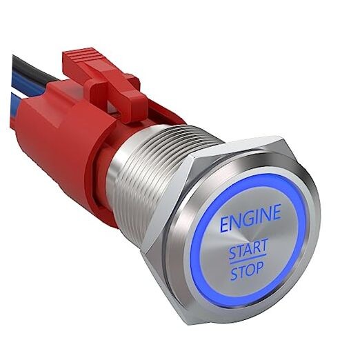 Push Start Ignition Switch, Off-(ON) Instant Silver Shell-Blue ENGINE START