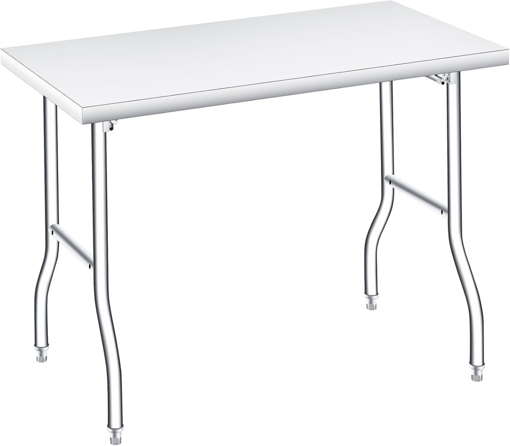 Folding Stainless Steel Table, Portable Workbench for Kitchen with Undershelf