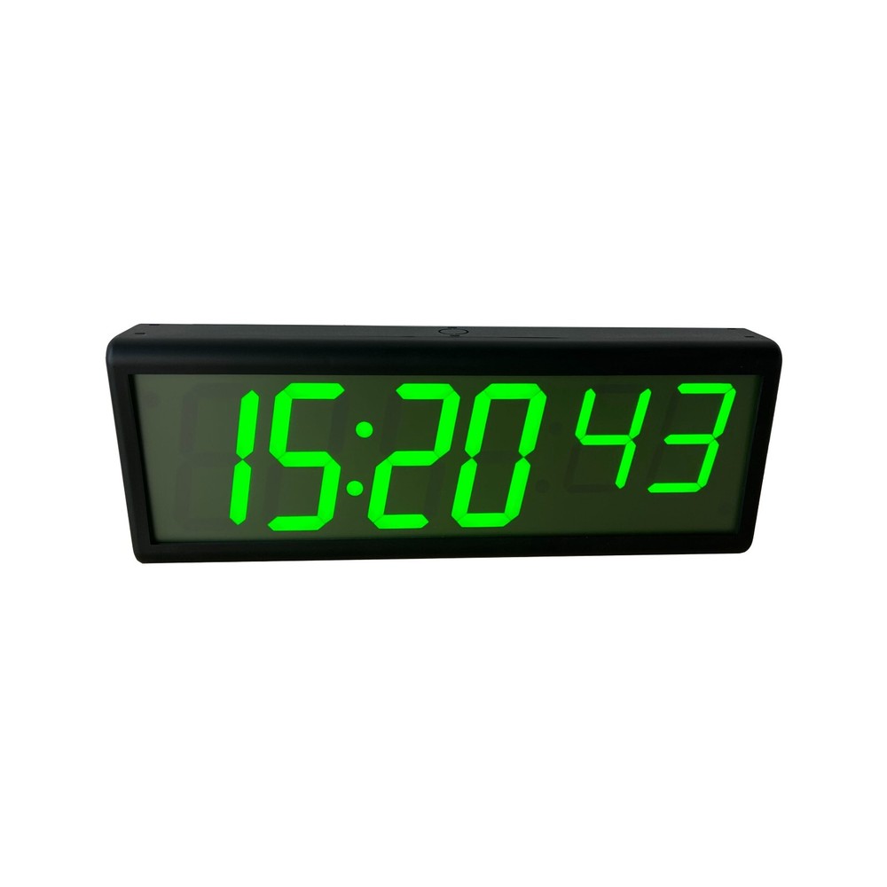 LED Digital WiFi Clock, Green LEDs, Network Synchronized, Plastic Casing