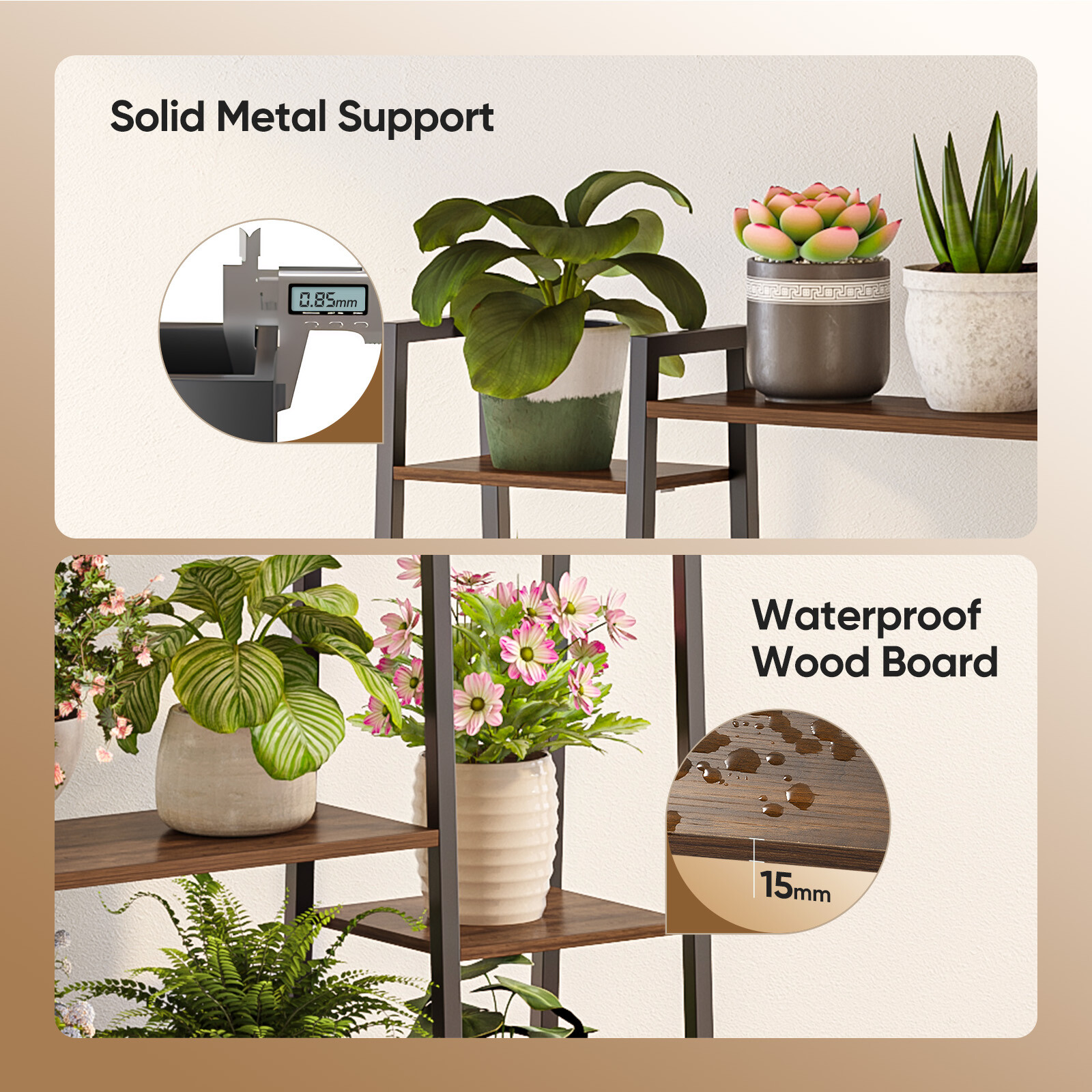 11 Tiers Plant Stand Holder Shelf with Grow Lights Tall Plant Display Rack Metal