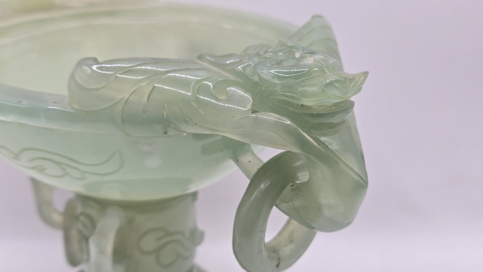 Vintage Chinese Jade Carved Foo Dog Incense Burner 8" x 7.5" READ FOR FAULTS