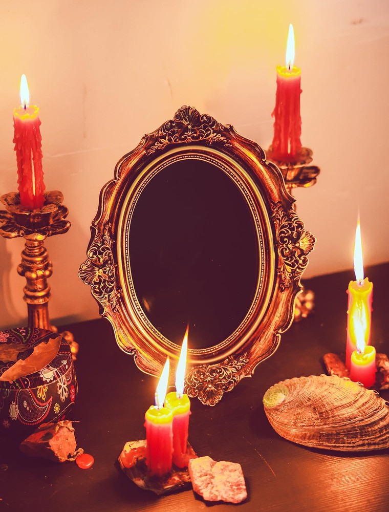 Black Scrying Mirror - Witchcraft Tools Altar Kit Supplies for Divination - D...