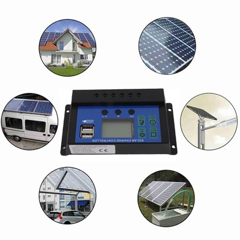 Solar Controller 50A PWM 12V 24V Auto with LCD Display Industrial Controller ...