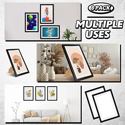 8 Pack Comic Book Frames, Fits Current 6 3/4 X 10 1/4, Wall/Tabletop Display