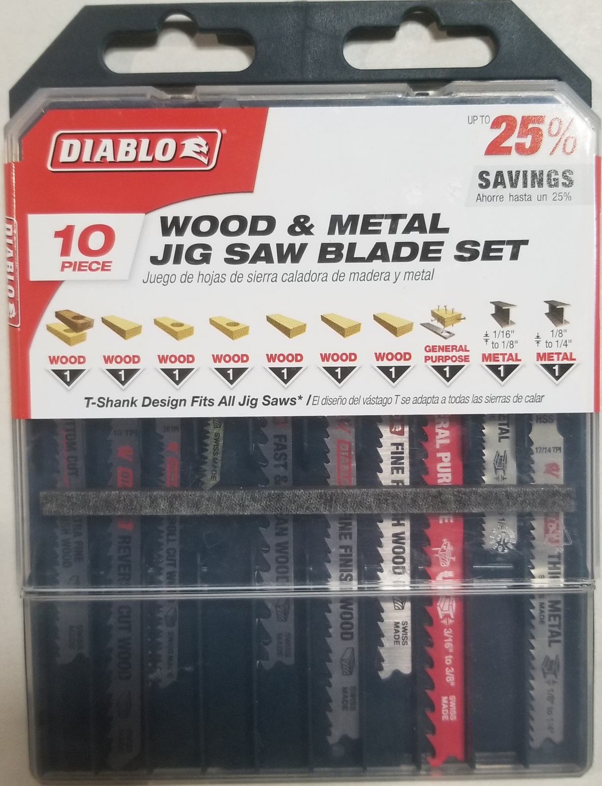 Diablo DJT10S T-Shank Jig Saw Blade Set for Wood & Metal, 10-Piece