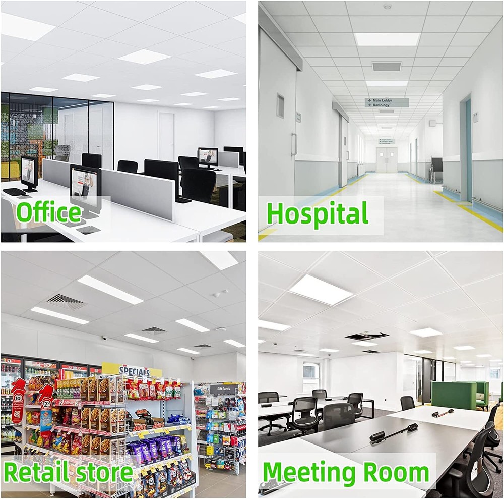 2x4 LED Flat Panel 5000K Light Fixture White,4pack 75W,Drop Ceiling Office Light