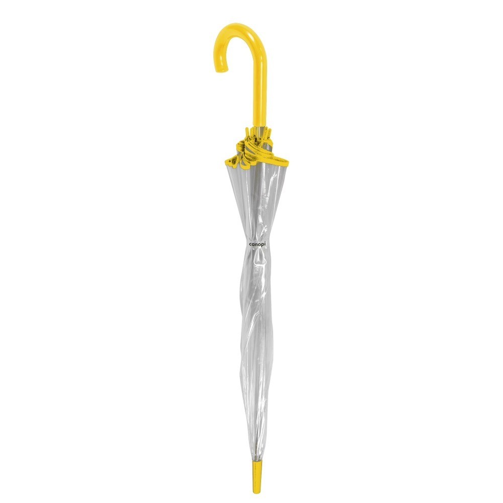 Auto Open Bubble Rain Umbrella - Clear Transparent Canopy with Yellow Handle