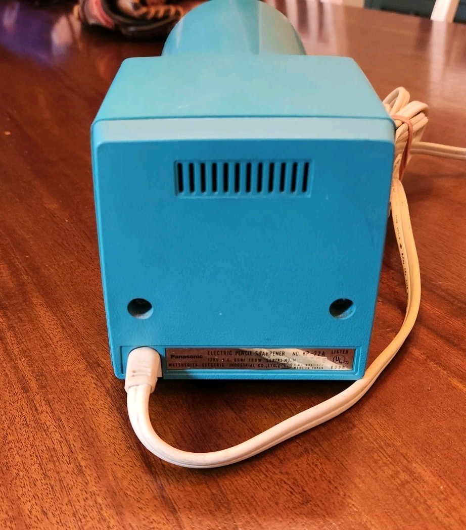 Vintage Panasonic Electric Pencil Sharpener KP-22A Teal Works Cracked Base