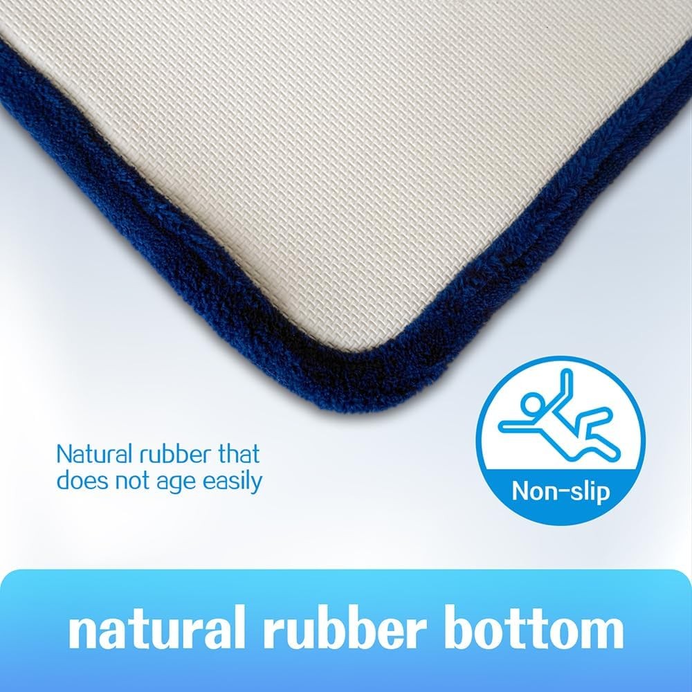 Memory Foam Bath Mat - Ultra 1'4 x 1'11 (Rectangular), Navy Blue