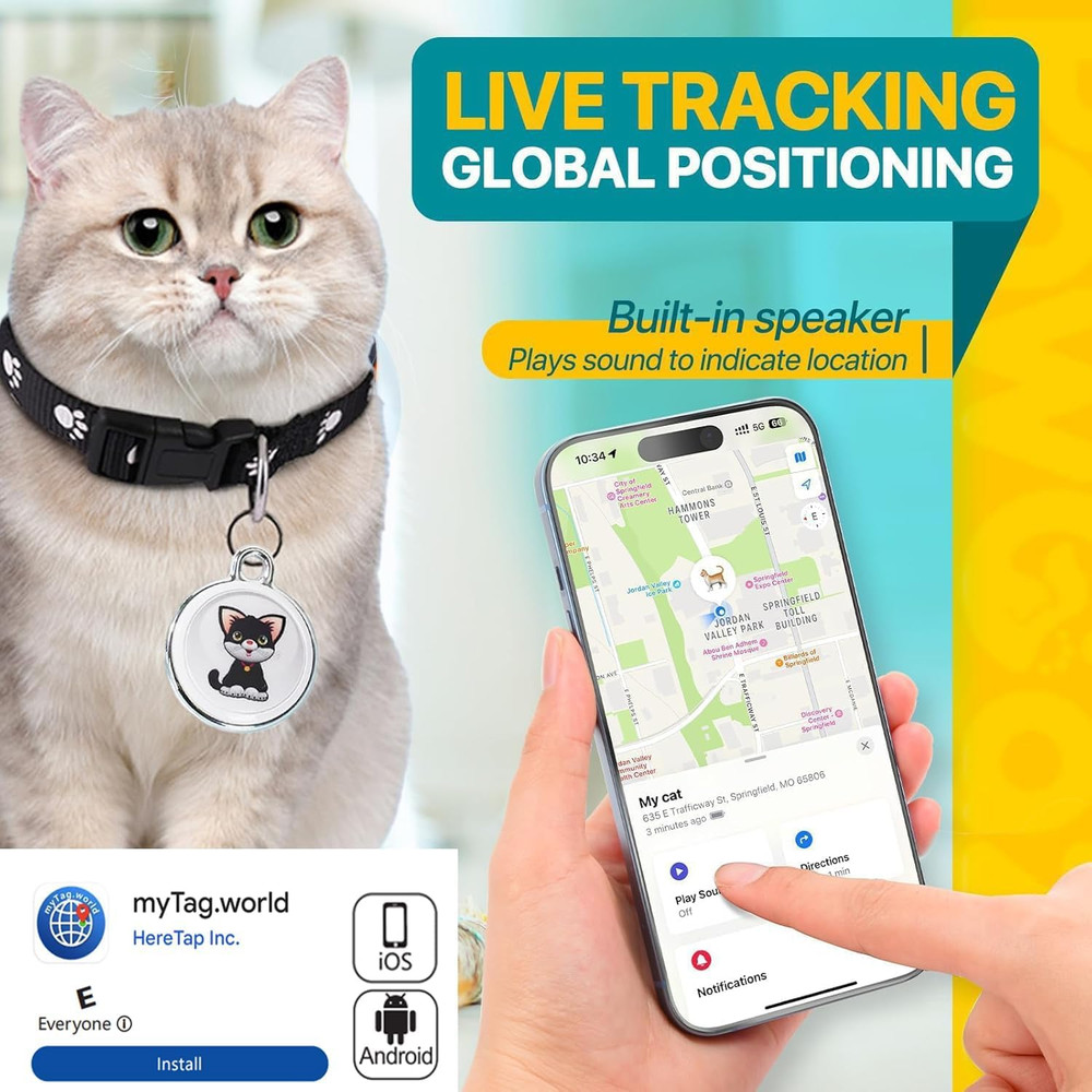 Cat Tracker Collar-Cat GPS Tracker-Gps Tracker for Cats-Pet Tracker | Dual-Syste