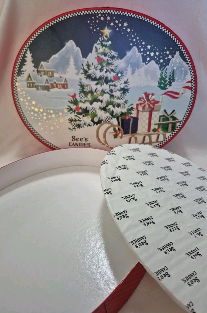 See’s Candies Holiday Box 2022 Empty w/ Insert – Refillable Gift Display