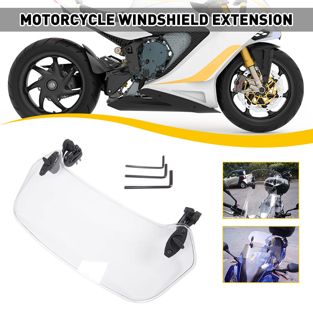 Clip On Motorcycle Windshield Extension Spoiler Wind screen Deflector Universal