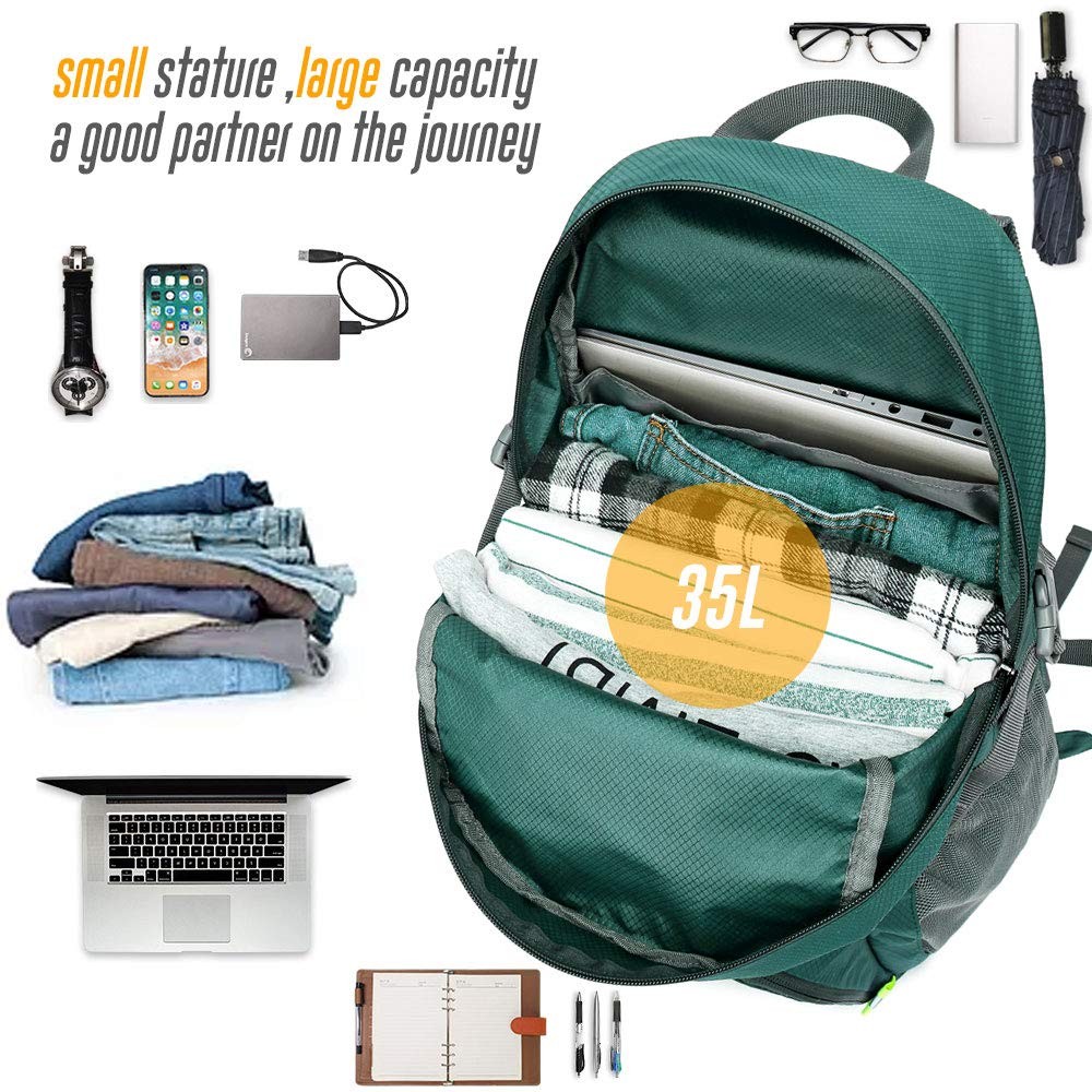 35L Lightweight Packable Backpack Waterproof Durable Hiking Travel Backpack D...